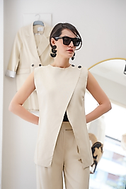 KETEN KENDİNDEN KEMERLİ YELEK